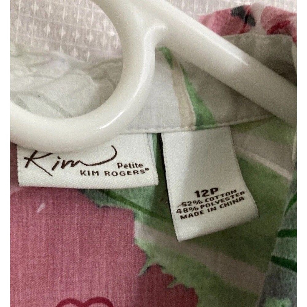 Kim Rodgers Women’s White Floral Button Up Blouse Work Casual Size 12 Petite - Picture 3 of 6